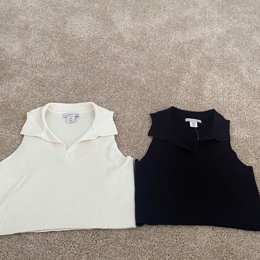 Sincerely Jules Cream and Black Crop Tops